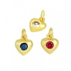 Zircon Brass Charm Heart 6mm