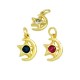 Zircon Brass Charm Moon Star 11x7mm