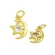Zircon Brass Charm Moon Star 11x7mm