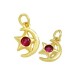 Zircon Brass Charm Moon Star 11x7mm