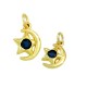 Zircon Brass Charm Moon Star 11x7mm
