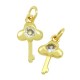 Colgante de Metal Latón Llave con Circón 11x7mm