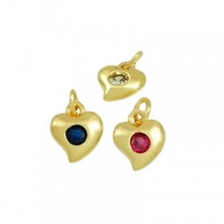 Charm cœur en Laiton et Zircon 8 x 7 mm