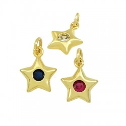 Zircon Brass Charm Star 11x8mm