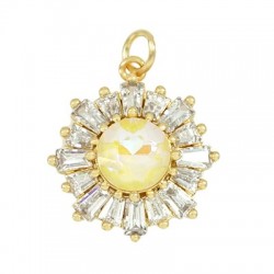 Breloque Soleil en Laiton et Zircon 18 mm
