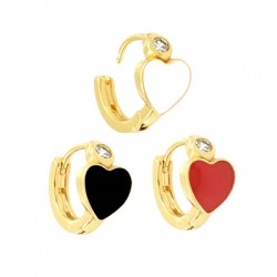 Brass Earring Hoop w/ Zircon & Enamel 12mm