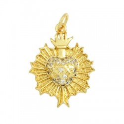 Charm cœur en Laiton et Zircon 17 mm