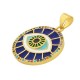 Enameled Brass Charm Round Evil Eye with Zircon 20mm
