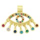 Zircon Brass Charm Evil Eye 21x20mm