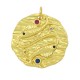 Brass Charm Round Star Sign Pisces w/ Zircon 21mm