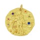 Zircon Brass Charm Round Star Sign Aquarius 21mm