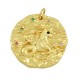 Colgante Metal Latón Redondo Signo Capricornio Circonitas 21mm