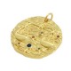 Charm rond en Laiton et Zircon Signe Astrologique Balance 21 mm
