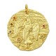 Zircon Brass Charm Round Star Sign Virgo 21mm