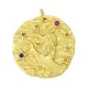 Zircon Brass Charm Round Star Sign Leo 21mm