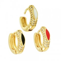 Bague Créole en Laiton Émaillé avec Zircon 16 mm