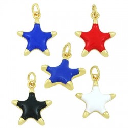 Ciondolo in Metallo Ottone Stella con Smalto 15x17mm