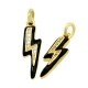 Enameled Brass Charm Lightning with Zircon 5x20mm