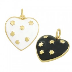 Ciondolo in Metallo Ottone Cuore con Smalto 17mm