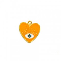 Μεταλλικό Ζάμακ Χυτό Μοτίφ Καρδιά Μάτι με Σμάλτο 21mm