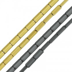 Αιματίτης Χάντρα Σωληνάκι Επίπεδο 7x14mm (Ø1.2mm) (32τμχ)