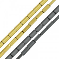 Hematite Bead Tube Flat 7x14mm (Ø1.2mm) (32pcs)