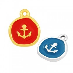 Zamak Charm Round Anchor w/ Enamel 13mm