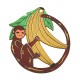 Ξύλινο Μοτίφ Στρογγυλό Μαϊμού Μπανάνα 45mm (2τμχ/ Σετ)
