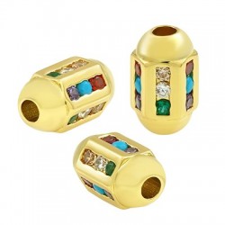 Tubo in Metallo Ottone Cilindo con Zirconi 12x6mm