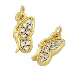 Zircon Brass Charm Butterfly 6x12mm