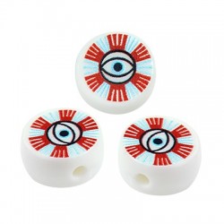 Acrylic Bead Round w/ Evil Eye 13x6mm (Ø2mm)