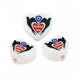 Acrylic Bead Heart w/ Swallow 14.5x13mm (Ø2mm)