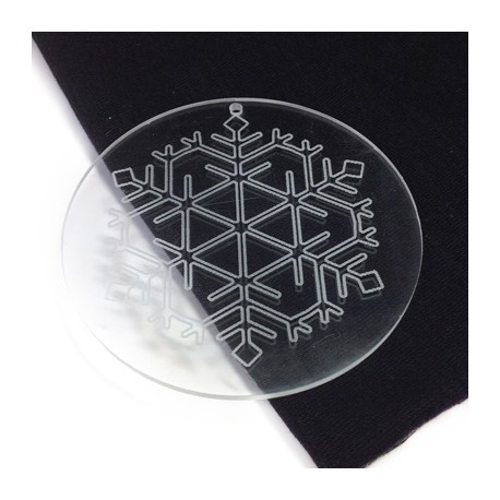 Plexi Acrylic Lucky Pendant Round w/ Snowflake 70mm (Ø2.5mm)