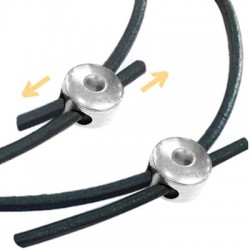 Fermoir coulissant avec caoutchouc en Métal/Laiton 6xmm/5mm (Ø1.8mm) avec support pour cristal PP24