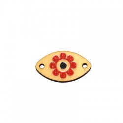 Wooden Connector Oval Flower 'March' 25x13mm