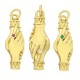 Zircon Brass Charm Hands 7x22mm