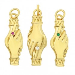 Breloque en Laiton et Zircon Mains 7 x 22 mm