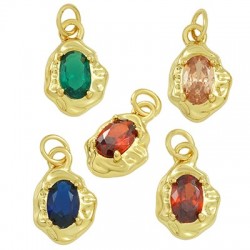 Zircon Brass Charm Irregular 8x12mm