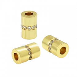 Brass Tube w/ Zircon 11x7mm (Ø3.5mm)