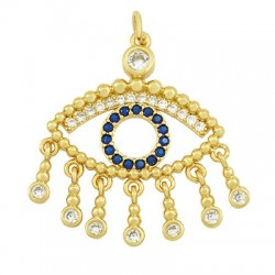 Brass Pendant Evil Eye w/ Zircon 26x31mm