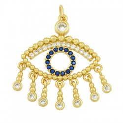 Pendentif en Laiton Zircon œil Maléfique 26 x 31 mm