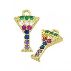 Breloque Cocktail en Laiton Zircon 12 x 7 mm