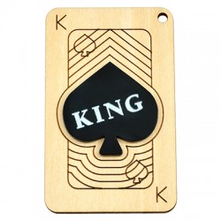 Wooden w/ Plexi Acrylic Pendant Paper Card “KING” 43x70mm