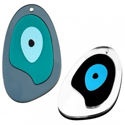 Wooden with Plexi Acrylic Pendant Irregular Evil Eye 52x31mm