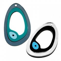 Wooden with Plexi Acrylic Pendant Irregular Evil Eye 40x65mm