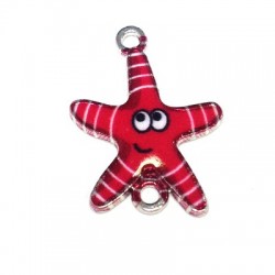 Metal Zamak Cast Connector Charm Starfish with Enamel 17x18mm