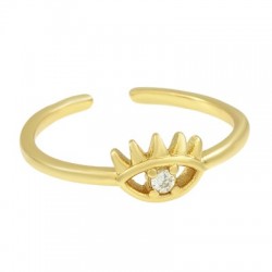 Brass Ring Evil Eye w/ Zircon 20mm