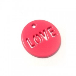 Colgante de Metal Zamak Pintado Redondo "Love" 14mm