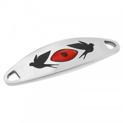 Intercalaire Étiquette Hirondelles avec Œil Porte-Bonheur et Émail 9x30mm en Acier Inoxydable 304