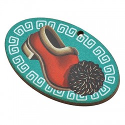 Wooden Pendant Oval Greek Shoe 60x37mm